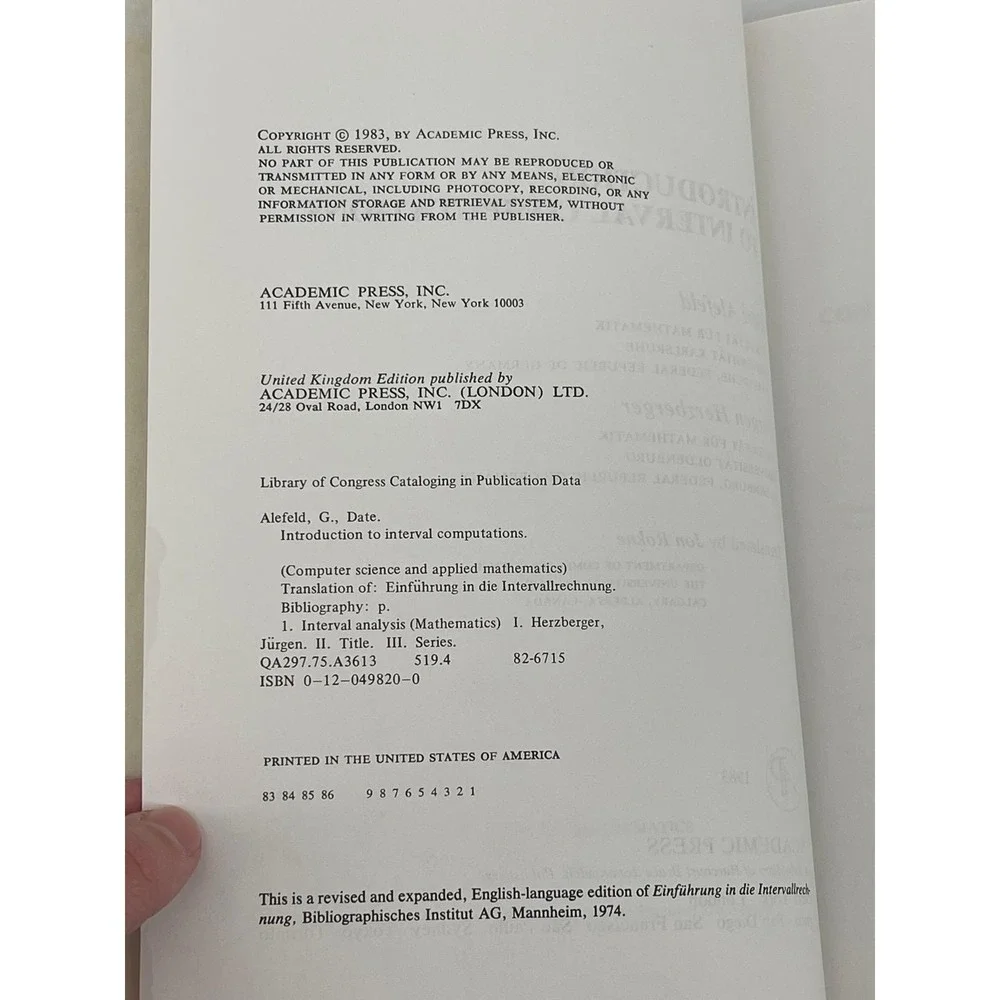 Introduction‎ to Interval Computations 1983 Hardcover Academic Press Math